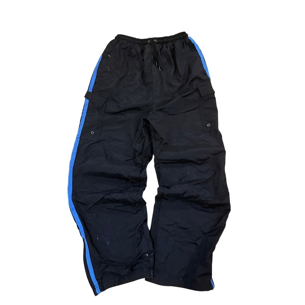 Vintage No Boundaries Nylon Cargo Track Pants Black Blue Girls 14-16‎